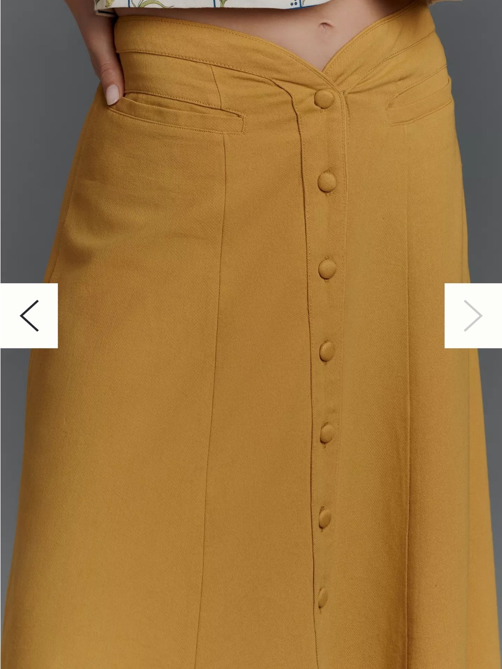 Maeve Mustard Yellow Button-Front A-Line Skirt - Picture 9 of 10